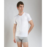 SilkCut Micro Modal Air undershirt folded to display clean neckline and stretch drape