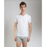 SilkCut Micro Modal Air men’s V-neck undershirt White back view moisture wicking