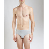 SilkCut Micro Modal Air men’s briefs in gray on a model sshowing lightweight breathable fabric