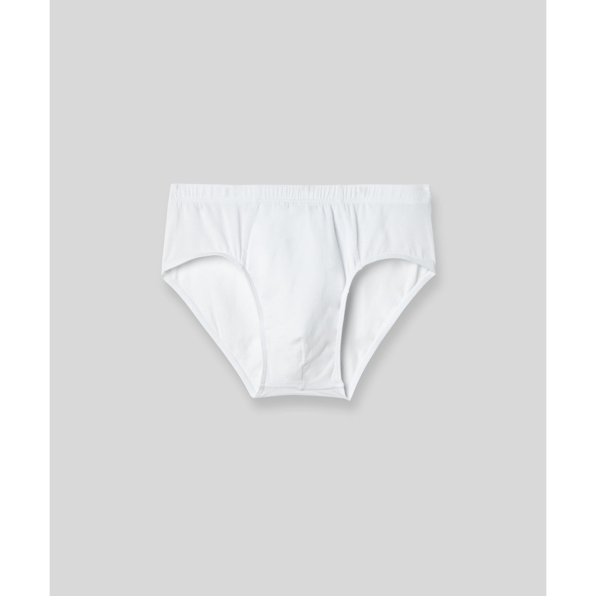 White modal brief underwear front view on gray background