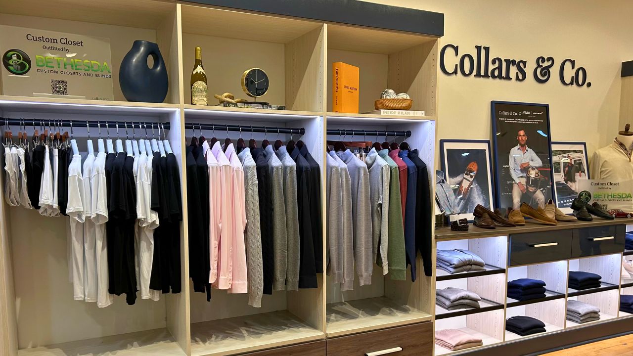 Interior of Collars and Co Rockville Pop Up featuring SilkCut display and Porsche Speedster