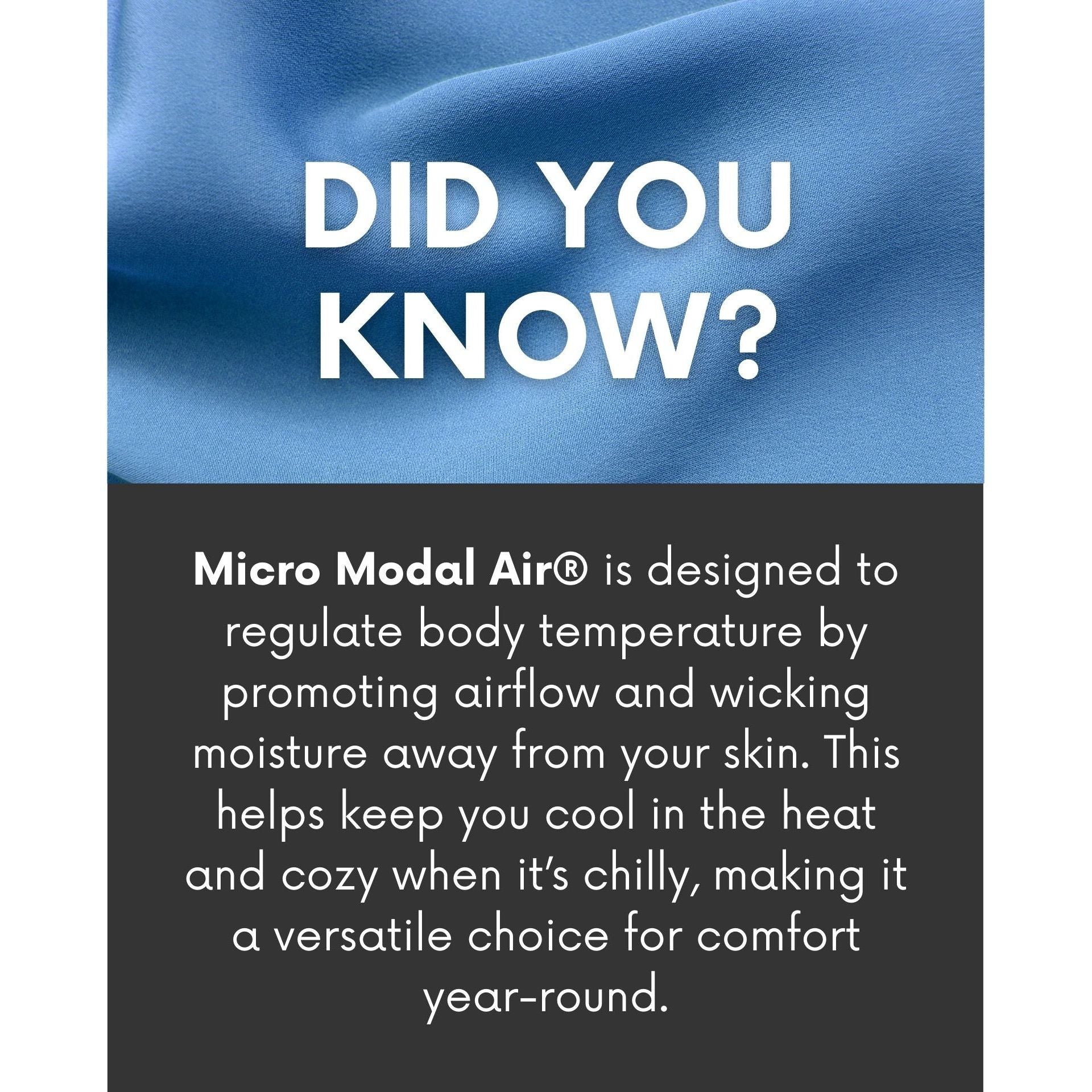 Educational image about Micro Modal Air underwear fabric that keeps you cool and cozy year round