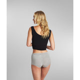back view of a woman wearing silk cut panties 
