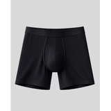 Black boxer briefs on a light gray background