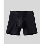 Black boxer briefs on a light gray background