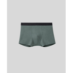 Green boxer briefs with black waistband on a light gray background