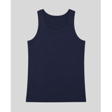 Navy blue tank top on a light gray background